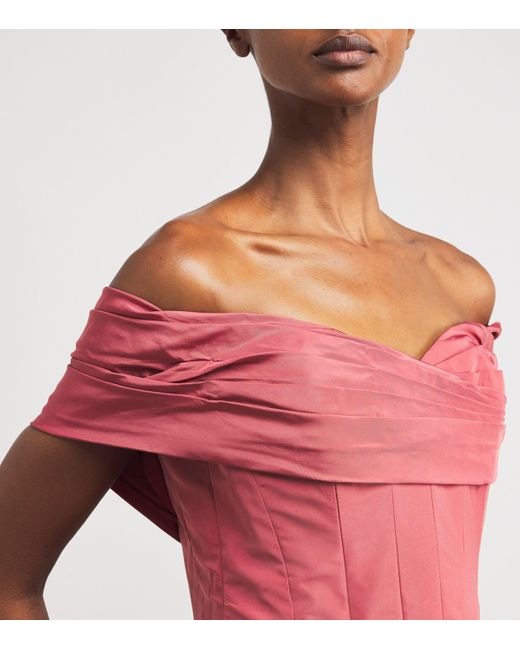 Zuhair Murad Pink Taffeta Off-The-Shoulder Gown