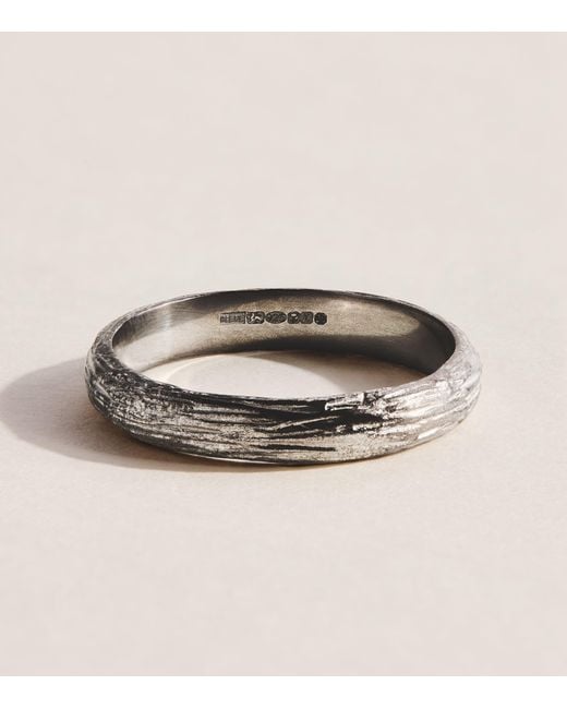 Bleue Burnham Natural Sterling Oak Band Ring for men