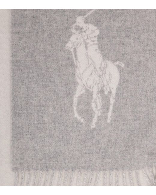 Polo Ralph Lauren Gray Wool Polo Pony Scarf