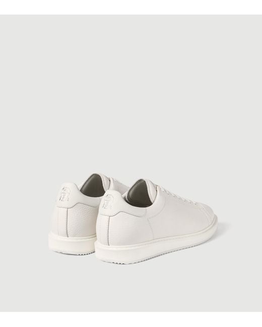 Brunello Cucinelli White Leather Lace-Up Sneakers for men
