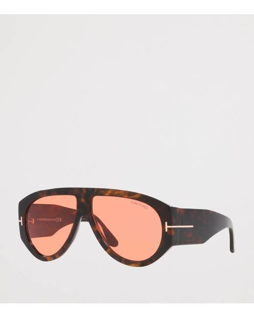 Tom Ford Brown Tortoiseshell Bronson Aviator Sunglasses for men