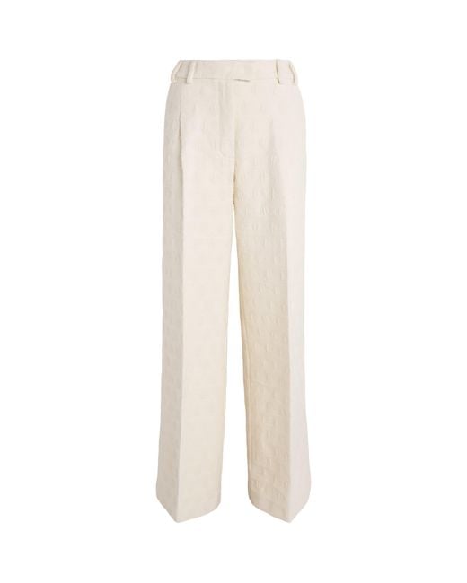 LaDoubleJ White Jacquard Wide-Leg Trousers