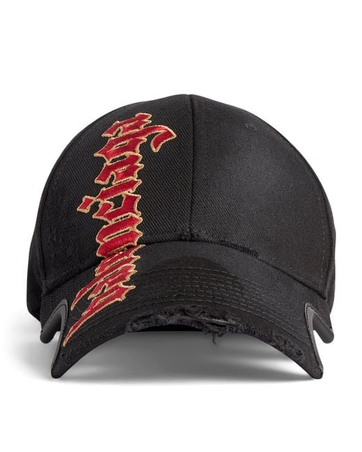 Balenciaga Black Gothic Logo Baseball Cap for men