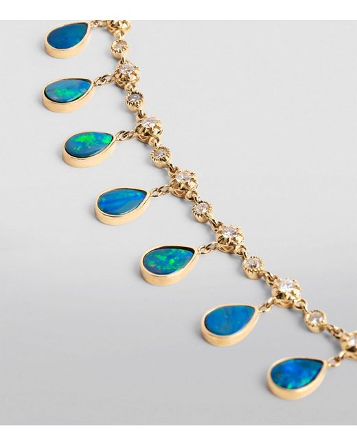 Jacquie Aiche Blue Yellow Gold, Diamond And Emerald Shaker Necklace