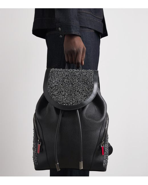 Christian Louboutin Black Funky Leather Embellished Backpack for men