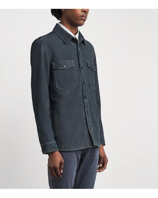 PAIGE Blue Suede Peyman Overshirt for men