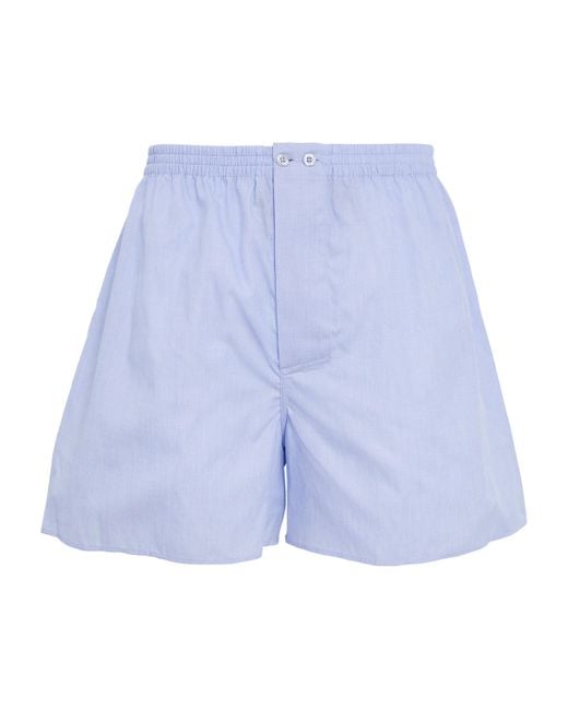 Zimmerli of Switzerland Blue Cotton Woven Boxers for men