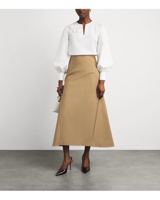Huishan Zhang Natural Wool Vicky Midi Skirt