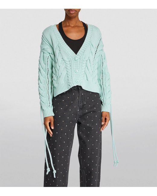 Hayley Menzies Blue Cropped Cable-knit Cardigan
