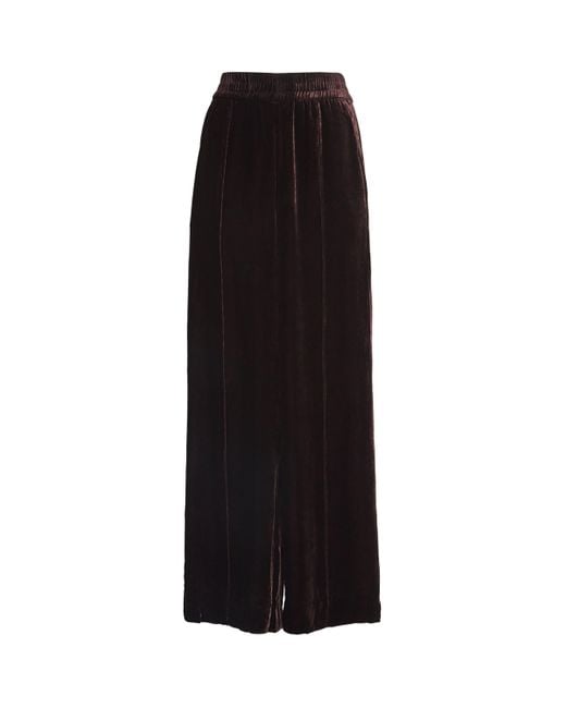 ME+EM Black Velvet Wide-Leg Trousers