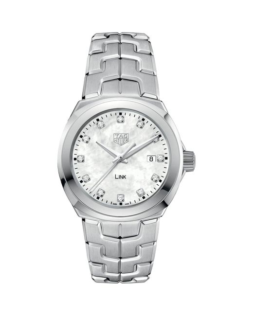 Tag Heuer Metallic Stainless Steel, Diamond And Mother-of-pearl Link Watch 32mm