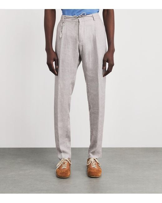 Paul & Shark Gray Linen Chino Trousers for men