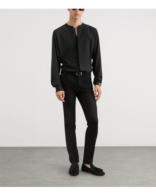 Dolce & Gabbana Black Silk Martini Logo Shirt for men