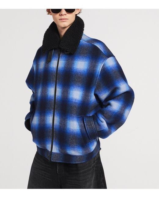 Balenciaga Blue Wool Checked Jacket for men
