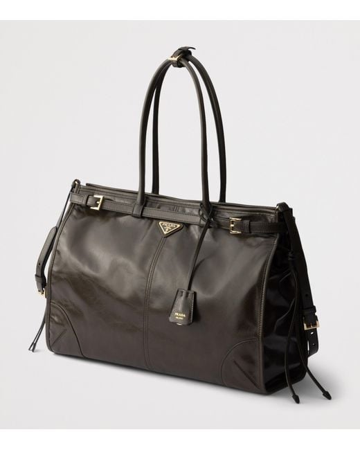 Prada Black Extra Large Leather Bonnie Shoulder Bag