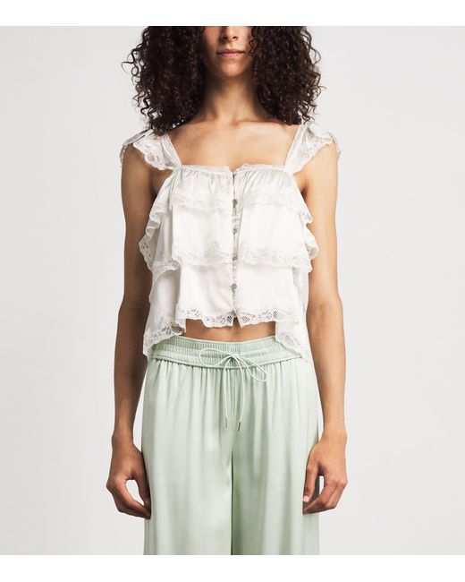 Alice + Olivia White Tiered Sylvie Blouse