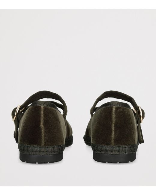 Flabelus Black Velvet Claire Mary Jane Flats