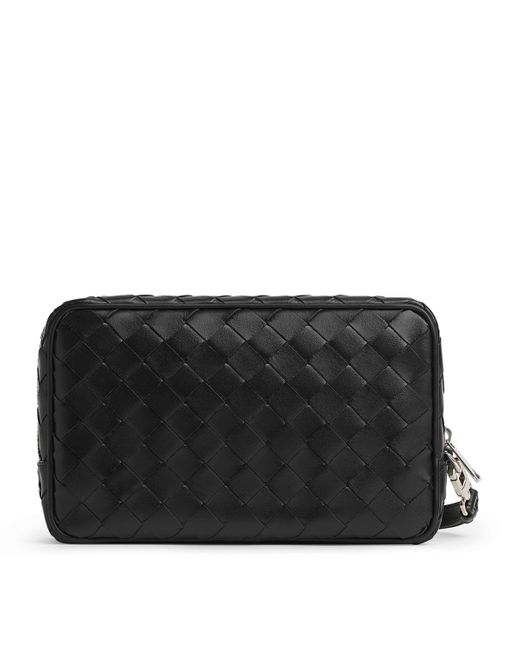 Bottega Veneta Black Leather Intrecciato Pouch for men