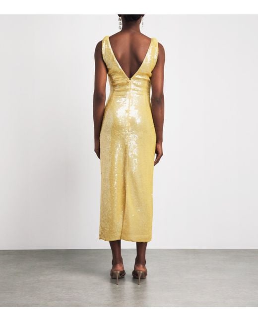 Rachel Gilbert Metallic Embellished Tamzin Sleeveless Midi Dress