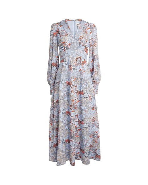 ME+EM Purple Silk Paisley Maxi Dress