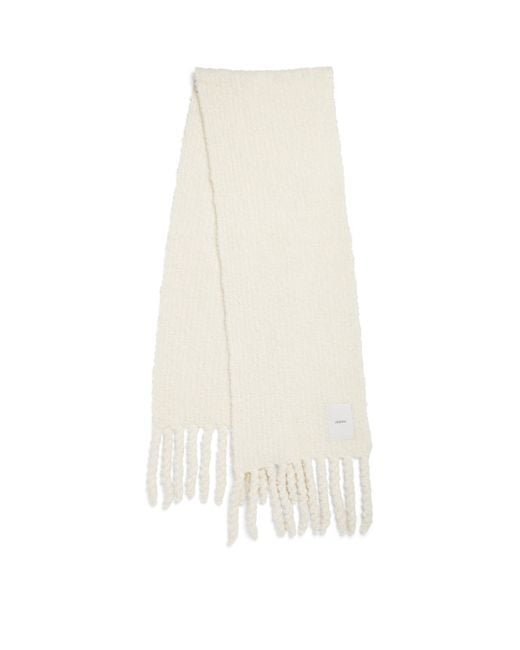 Joseph White Bouclé Knit Scarf