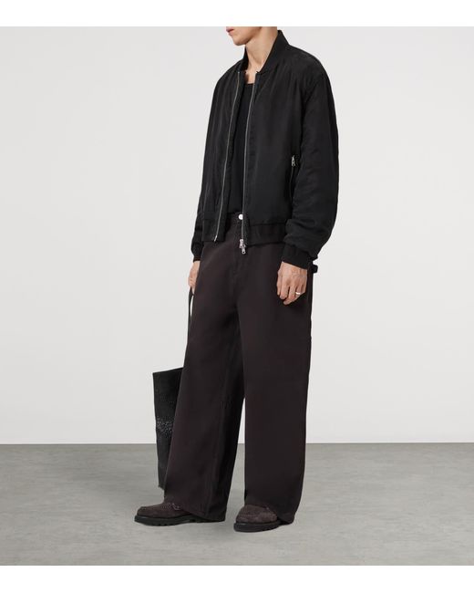 AllSaints Black Organic Cotton Jackson Barrel Trousers for men