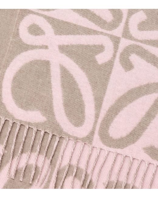 Loewe Pink Wool-Cashmere Anagram Scarf