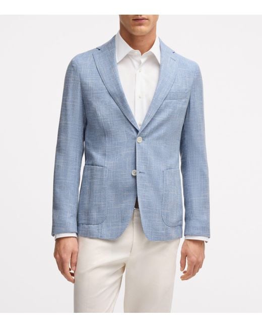 Boss Blue Check Slim Blazer for men