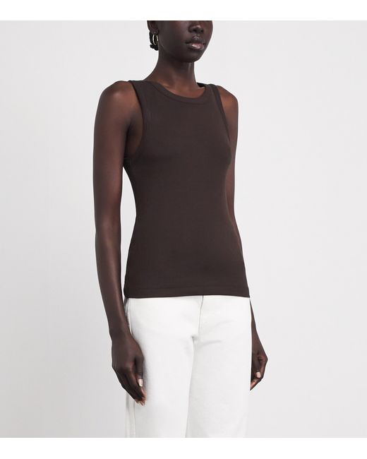 ME+EM Black Stretch-Cotton Tank Top