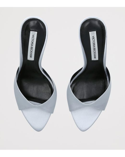 Victoria Beckham White Satin Harlow Heeled Mules 100