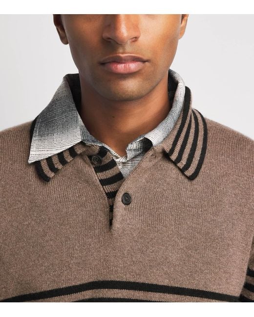 Paul Smith Brown Cashmere Stripe Polo Sweater for men