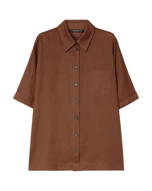 Marina Rinaldi Brown Linen Canvas Shirt