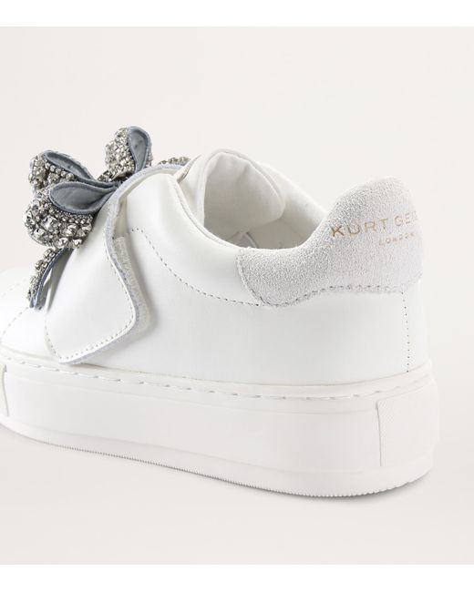 Kurt Geiger White Leather Laney Bow Sneakers