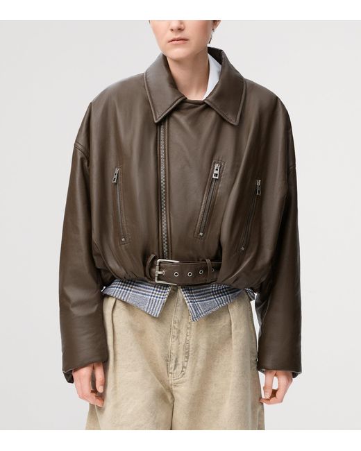 Loewe Brown Nappa Lambskin Biker Jacket