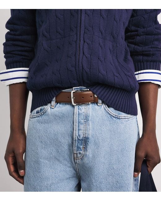 Polo Ralph Lauren Blue Cotton Cable-Knit Zip-Up Hoodie for men