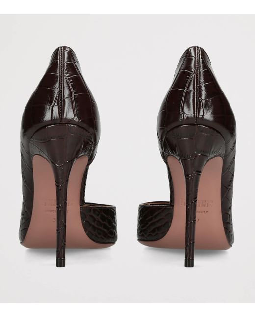 Paris Texas Black Leather Croc-Embossed Vera Pumps 105