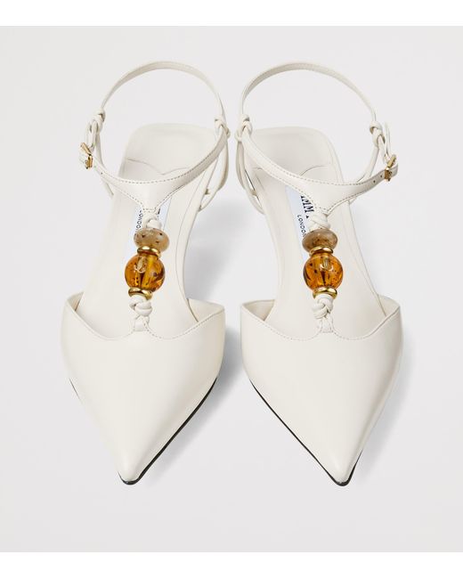 Jimmy Choo White Lauri 50 Leather Slingback Pumps