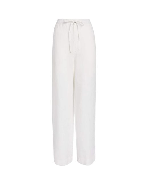 Polo Ralph Lauren White Linen Wide-Leg Trousers