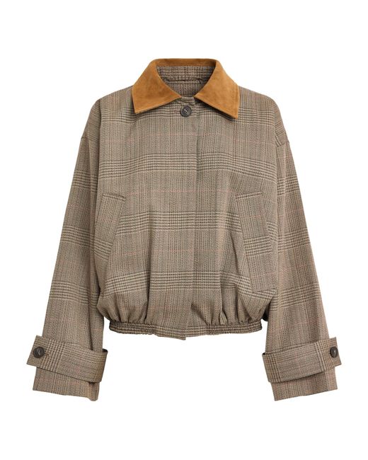 Rohe Brown Virgin Wool Suede-Collar Blouson Jacket
