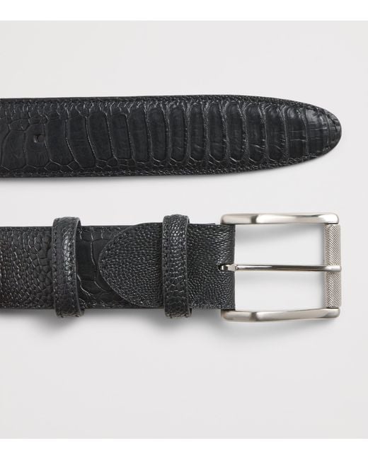 Elliot Rhodes Black Ostrich Leather Belt for men
