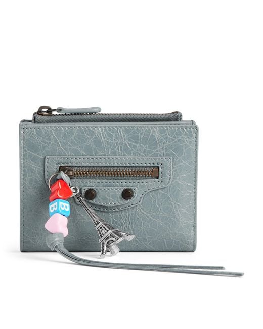 Balenciaga Gray Crinkled Lambskin Le City Bifold Wallet