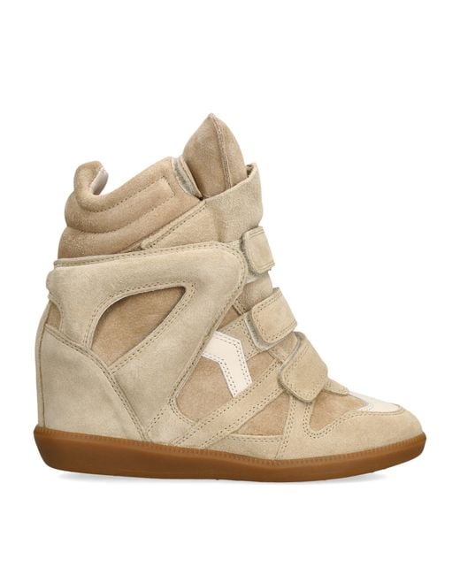 Isabel Marant Natural Suede Bekett Wedge Sneakers 50