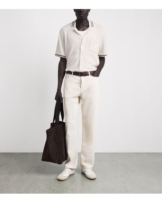 Samsøe & Samsøe White Bouclé Sapedro Short-Sleeve Shirt for men