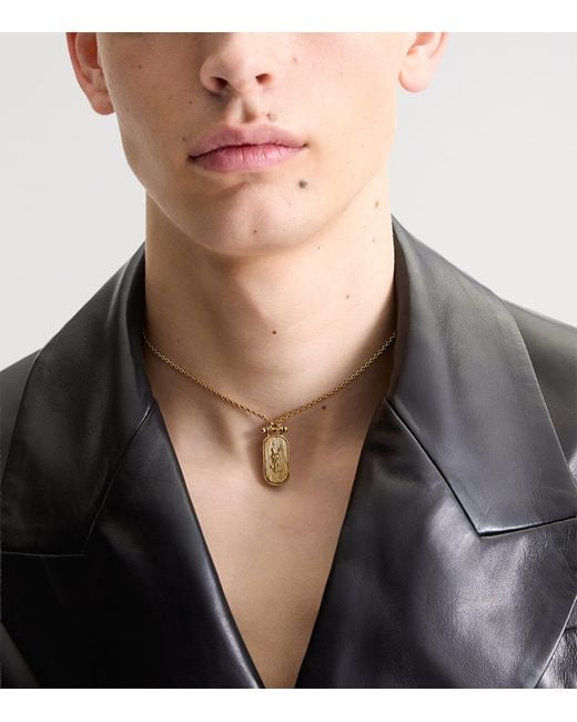 Saint Laurent Metallic Cassandre Tablet Necklace for men