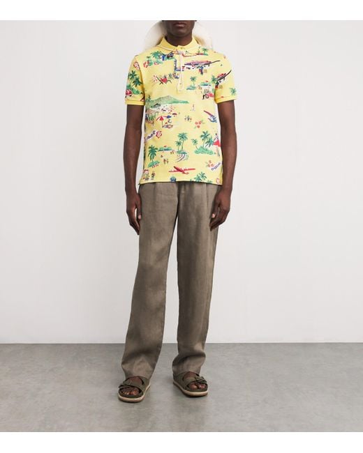 Polo Ralph Lauren Yellow Cotton Scenic Print Polo Shirt for men