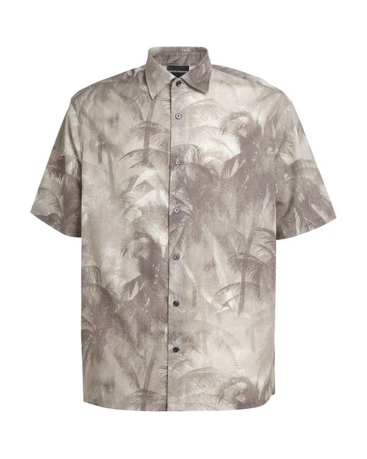 Emporio Armani Gray Tropical Print Shirt for men