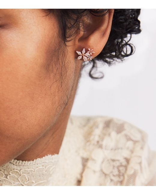 BeeGoddess Metallic And Diamond Apple Seed Stud Earrings