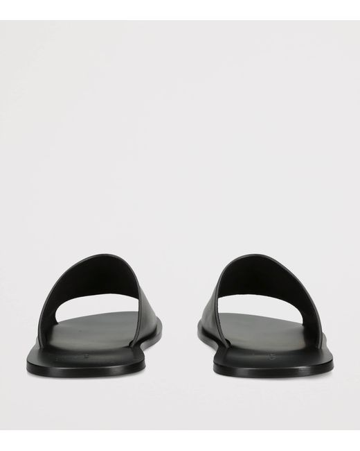 The Row Black Hugh Suede Slides for men