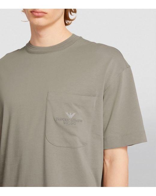 Emporio Armani Gray Logo Pocket T-Shirt for men