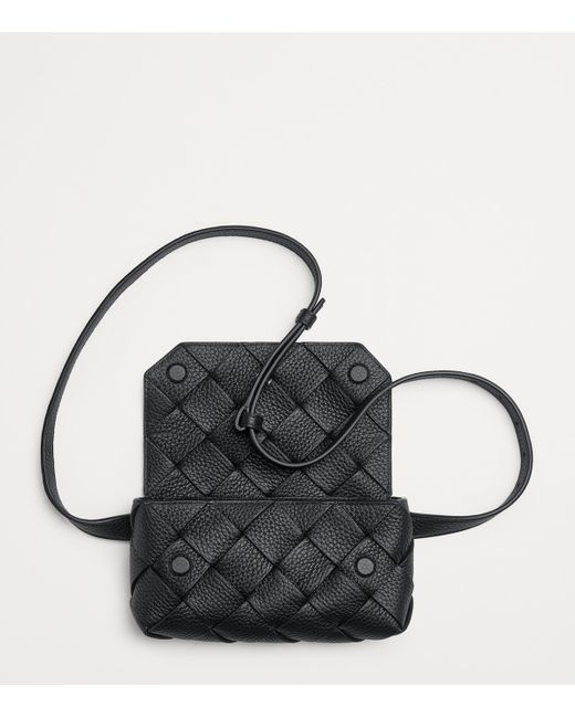 Bottega Veneta Black Leather Diago Belt Bag for men
